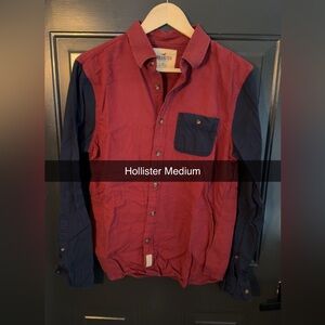 Hollister Burgundy and Navy Casual Shirt